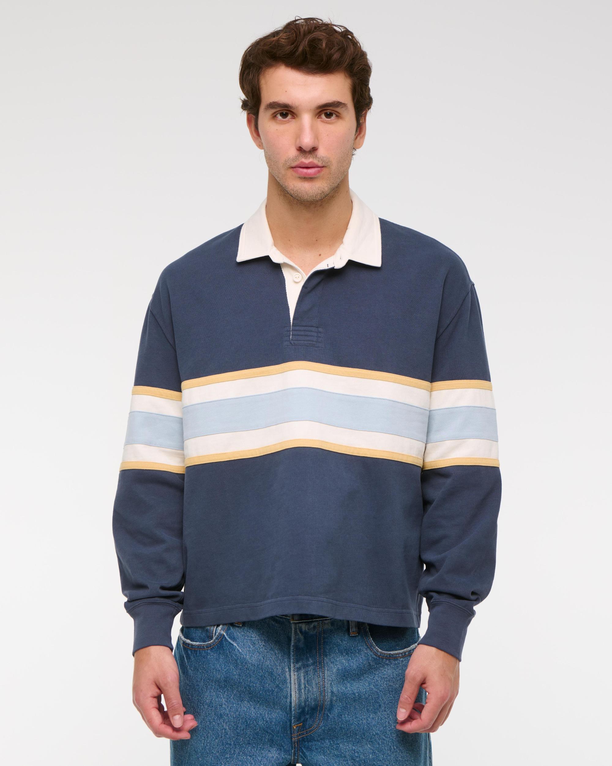 Long-Sleeve Cropped Rugby Polo Product Image