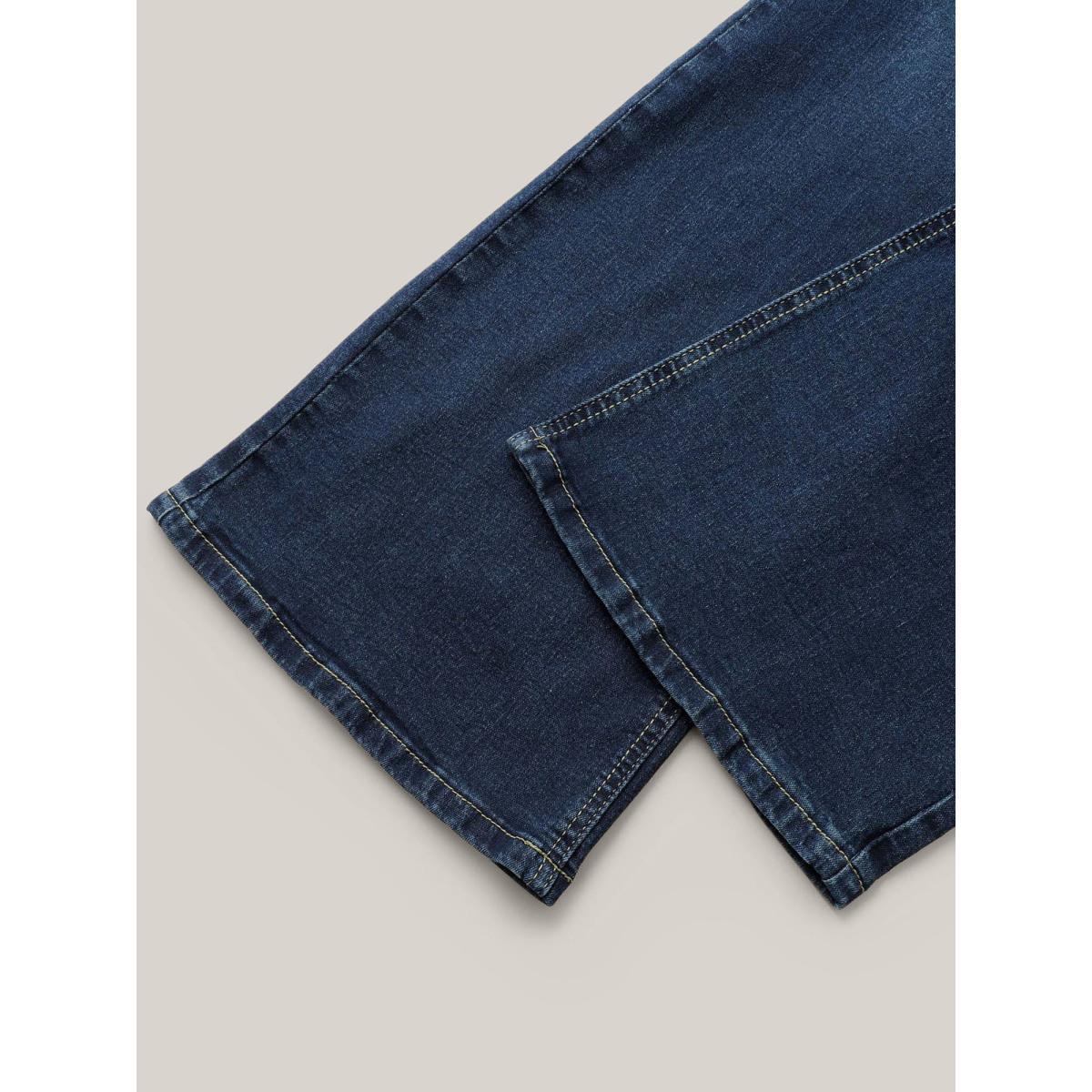 Plus Size Bootcut Very Stretchy Mid Rise Medium Wash Sculpt Waist Jeans Women Denimblue Elegant Plain Non High stretch Slanted pocket Jeans BloomChic 26/4X Product Image