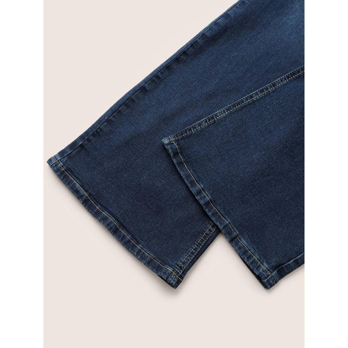 Plus Size Bootcut Very Stretchy Mid Rise Medium Wash Sculpt Waist Jeans Women Blue Elegant Plain Non High stretch Slanted pocket Jeans BloomChic 18/2X Product Image
