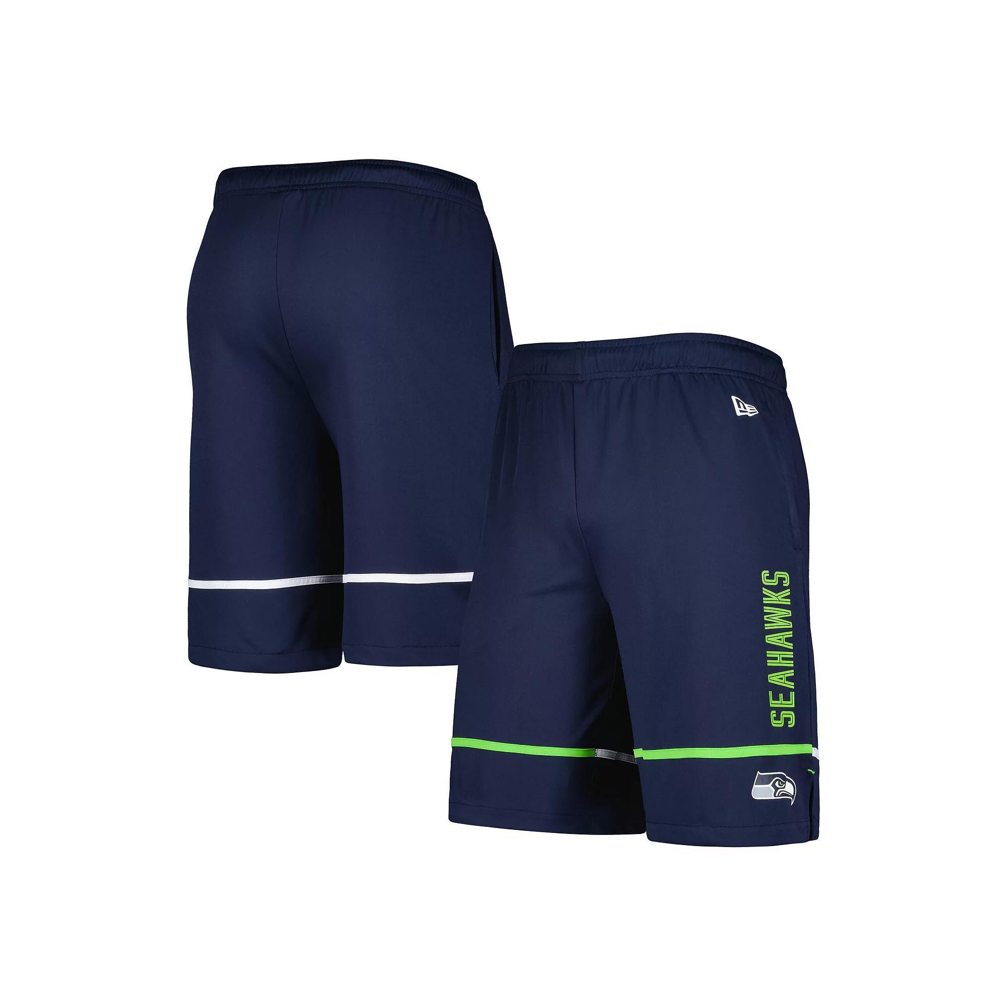 Mens New Era College Seattle Seahawks Combine Authentic Rusher Training Shorts Blue Product Image
