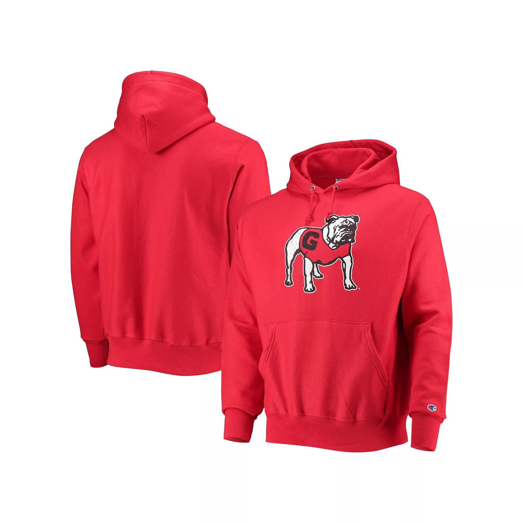 Men's Champion Red Georgia Bulldogs Vault Logo Reverse Weave Pullover Hoodie, Size: Large Product Image