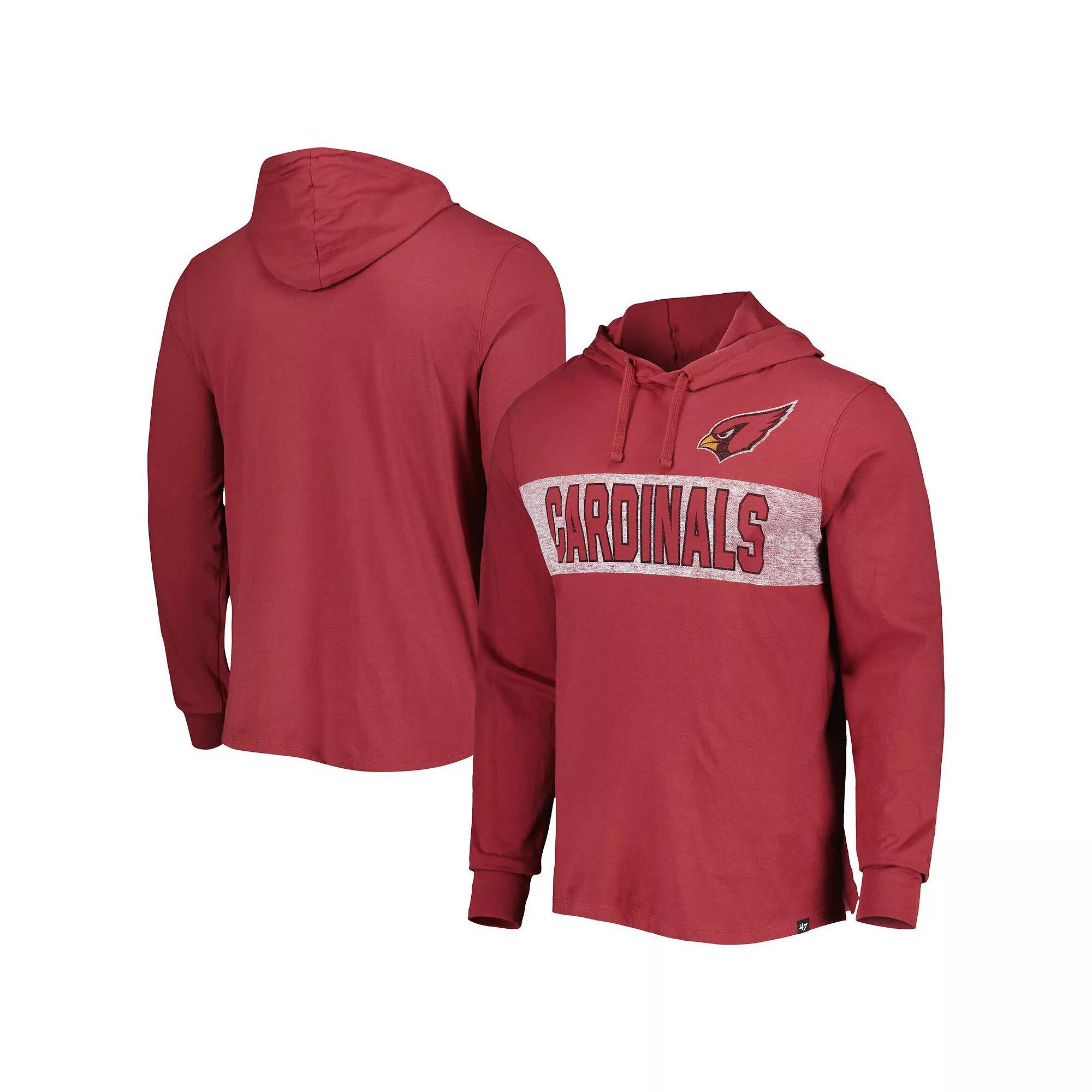 Men's '47 Cardinal Arizona Cardinals Field Franklin Hooded Long Sleeve T-Shirt, Size: Small, Red Product Image