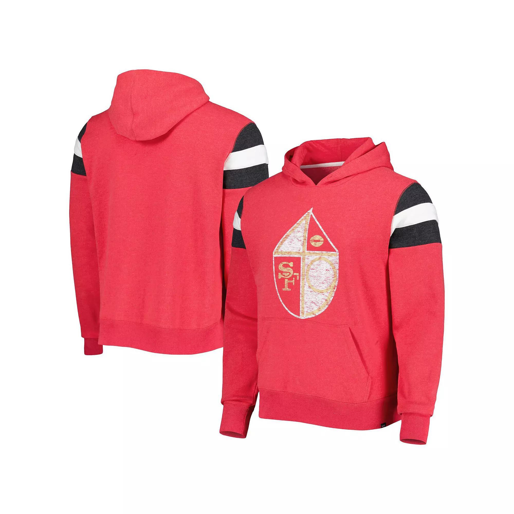 Men's '47 Scarlet San Francisco 49ers Legacy Premier Nico Pullover Hoodie, Size: Medium, Red Product Image