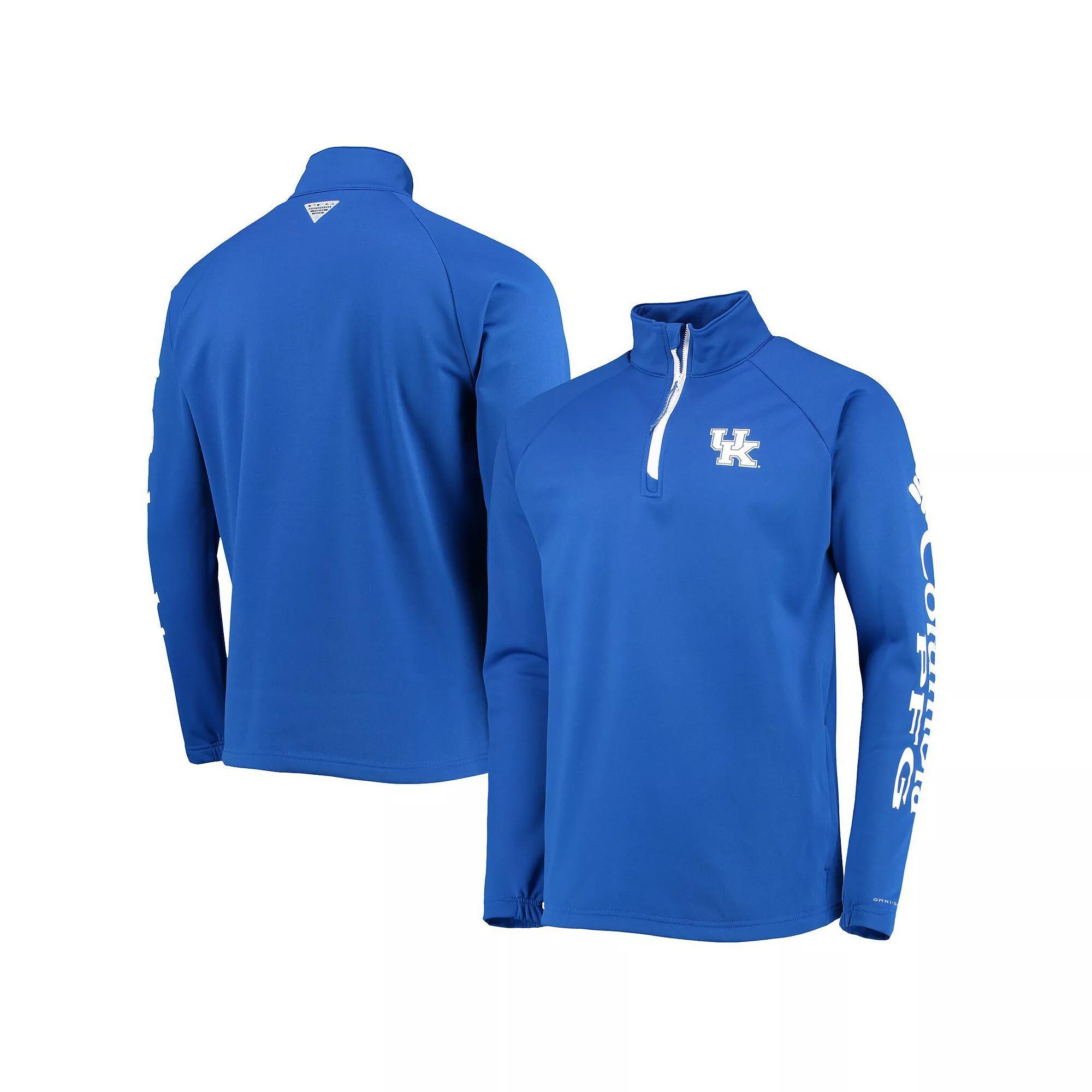 Men's Columbia Royal Kentucky Wildcats Terminal Tackle Fleece Raglan Omni-Shade Quarter-Zip Jacket, Size: Large, Blue Product Image