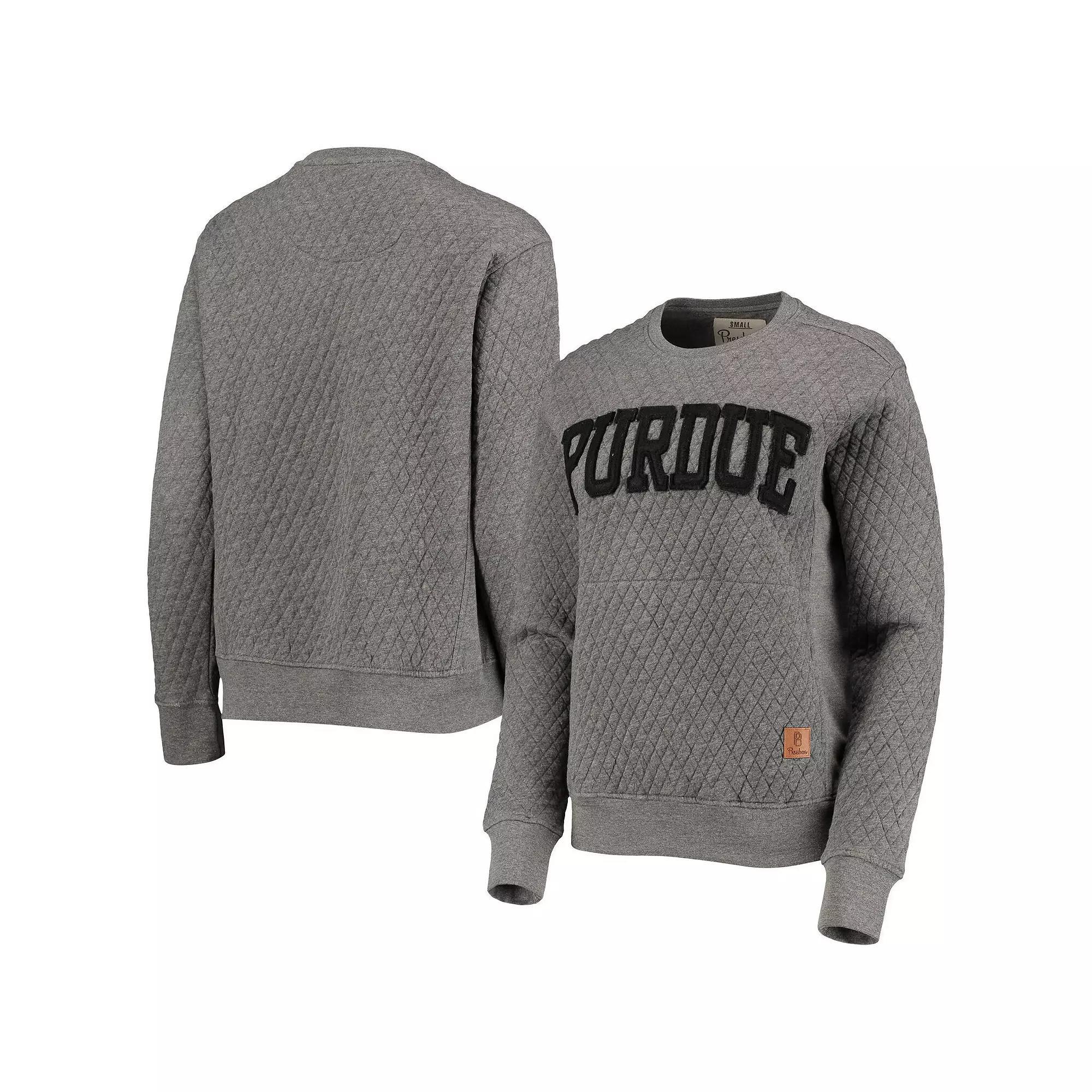 Women's Pressbox Heather Charcoal Purdue Boilermakers Moose Quilted Pullover Sweatshirt, Size: Medium, Grey Product Image