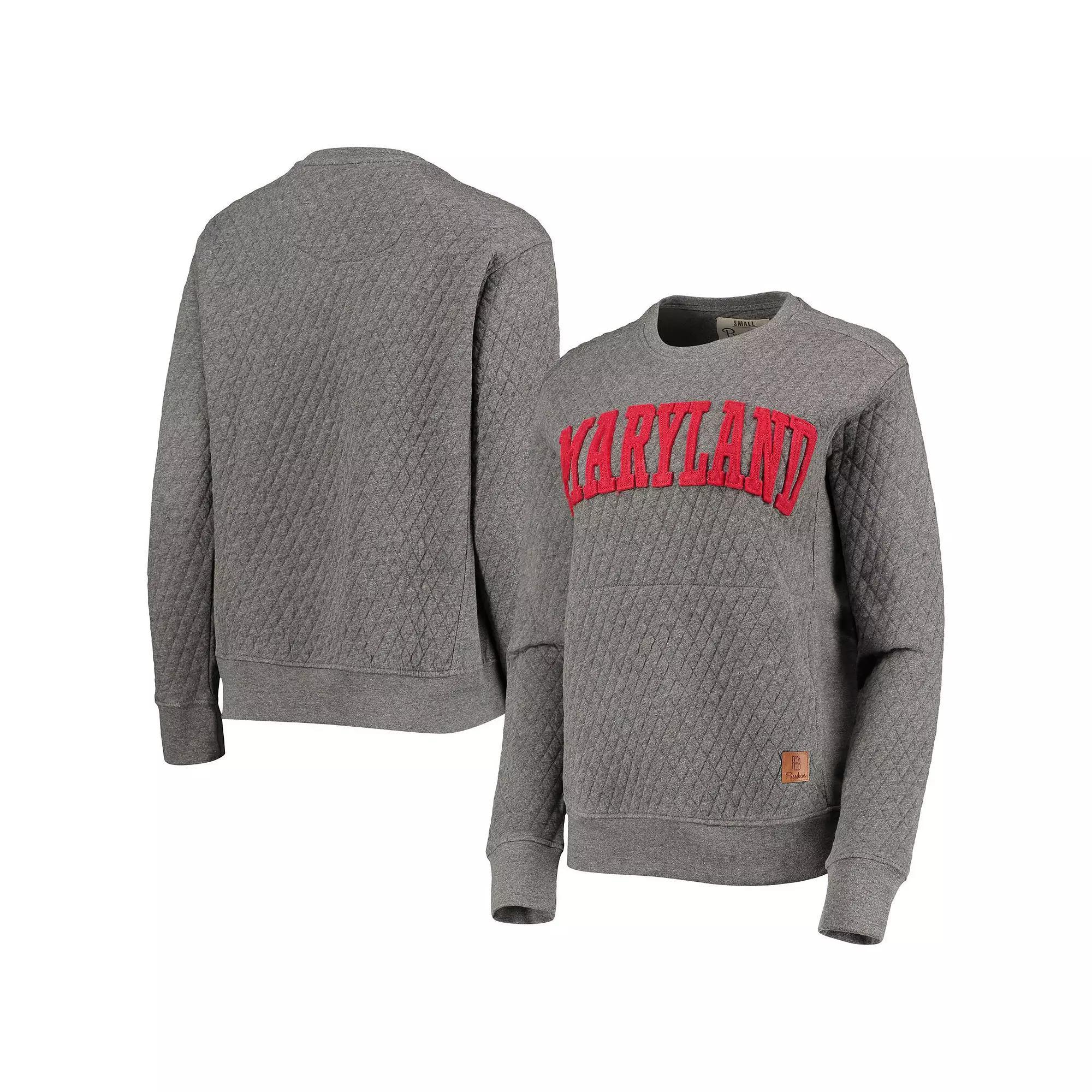 Women's Pressbox Heathered Gray Maryland Terrapins Moose Applique Quilted Pullover Sweatshirt, Size: Small, Grey Product Image