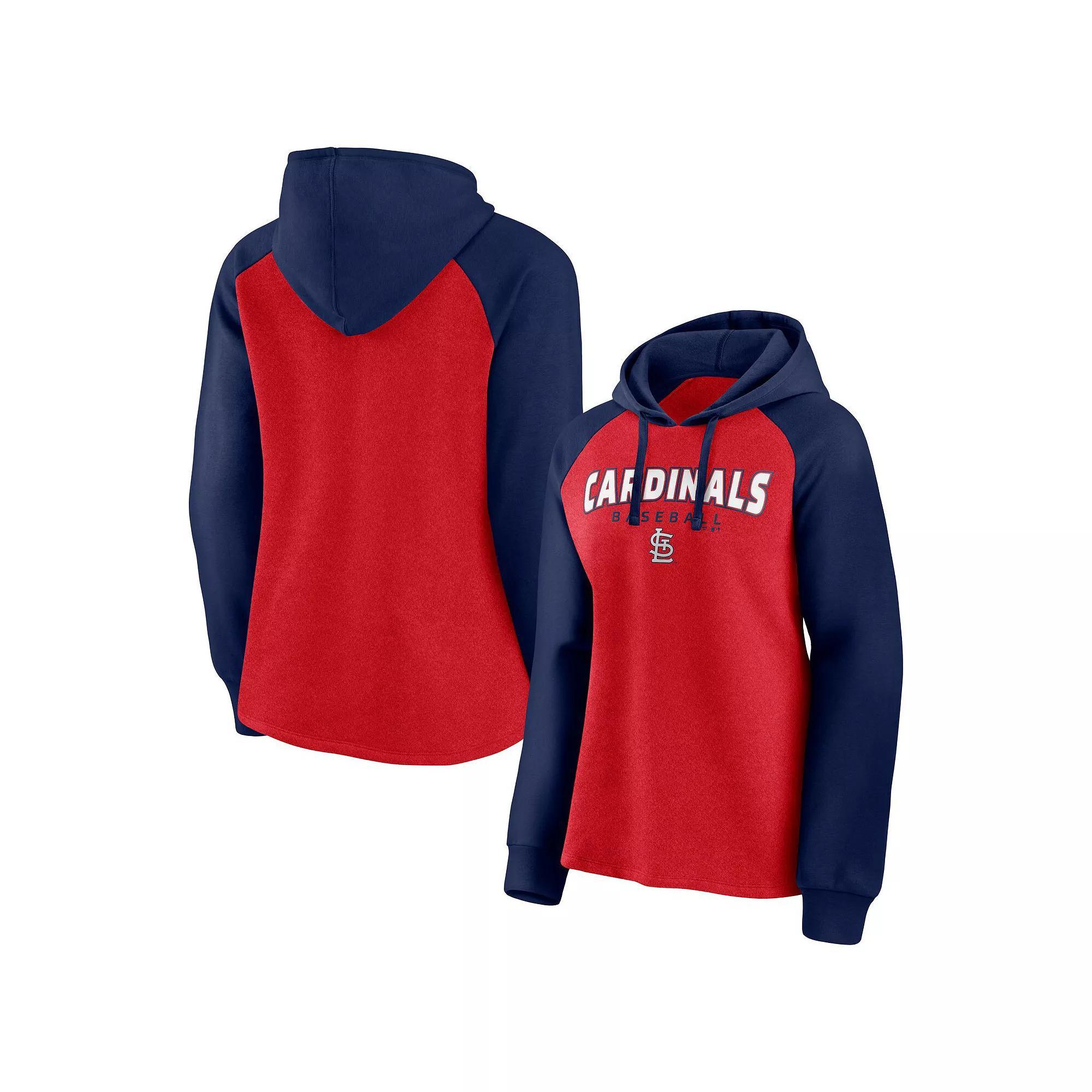 Women's Fanatics Branded Red/Navy St. Louis Cardinals Recharged Raglan Pullover Hoodie, Size: Small, Blue Product Image