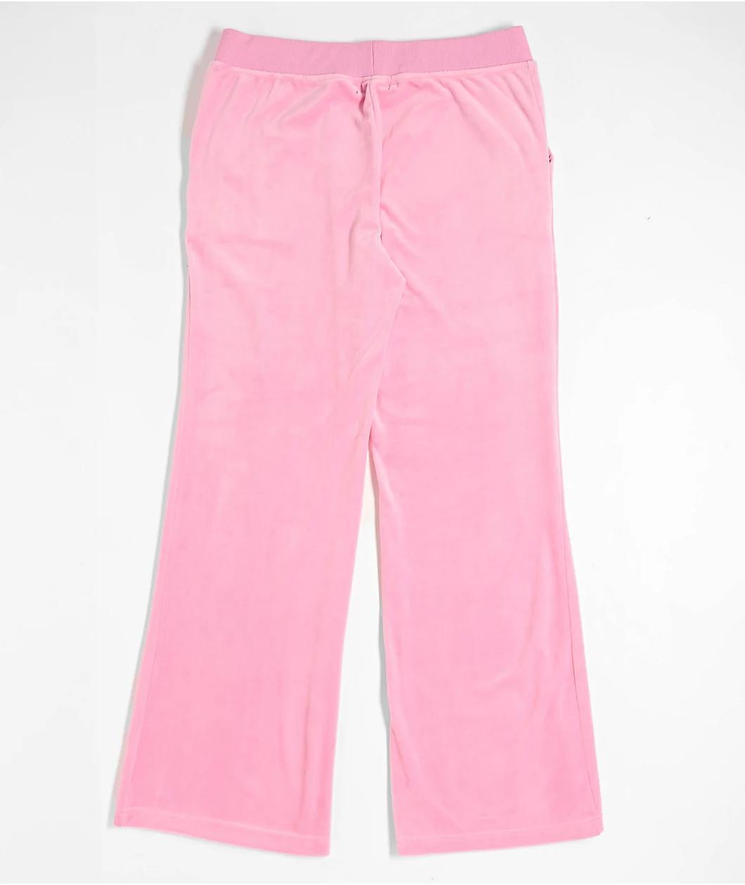 True Religion Crystal Horseshoe Pink Velour Track Pants Product Image