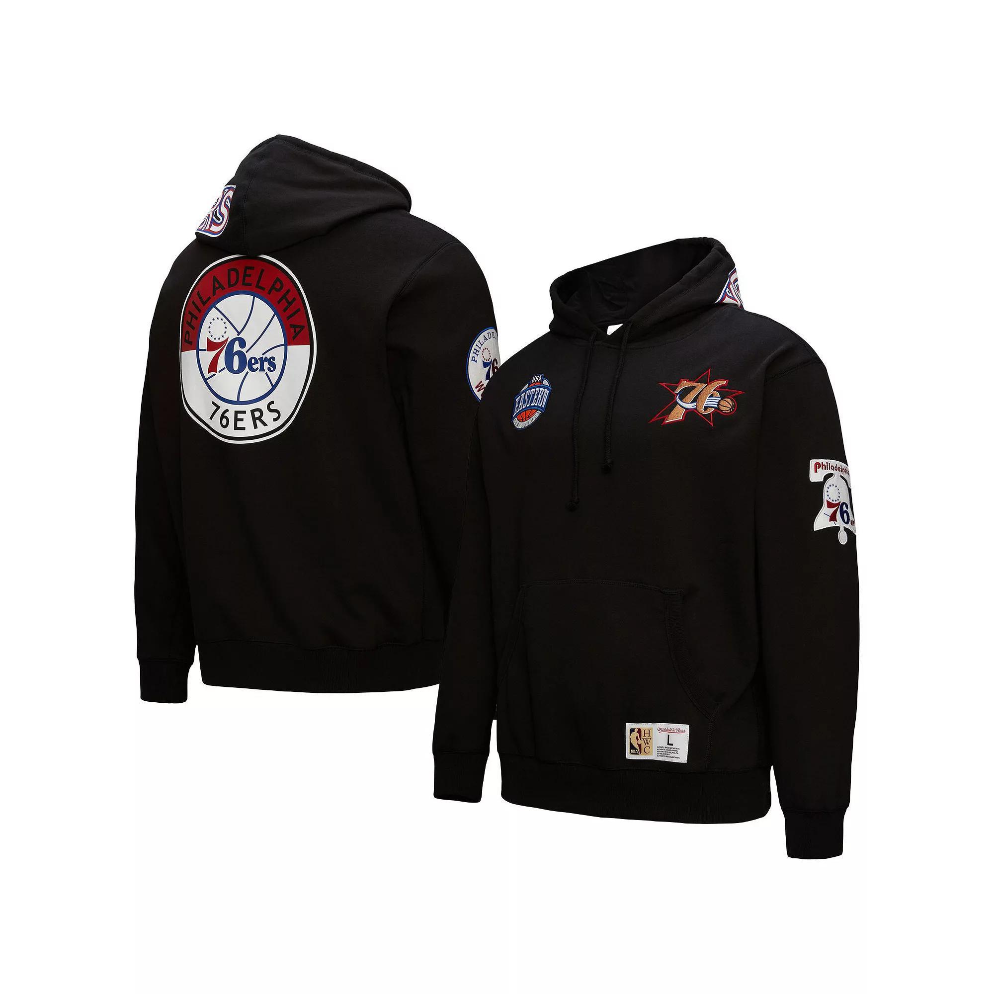 Men's Mitchell & Ness  Black Philadelphia 76ers Hardwood Classics Blackout Collection Pullover Hoodie, Size: XL, 76r Black Product Image