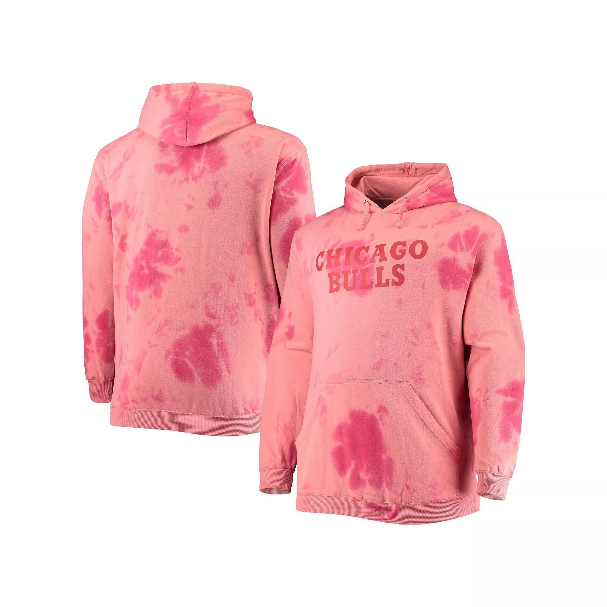 Men's Fanatics Branded Red Chicago Bulls Big & Tall Wordmark Cloud Dye Pullover Hoodie, Size: 2XB Product Image