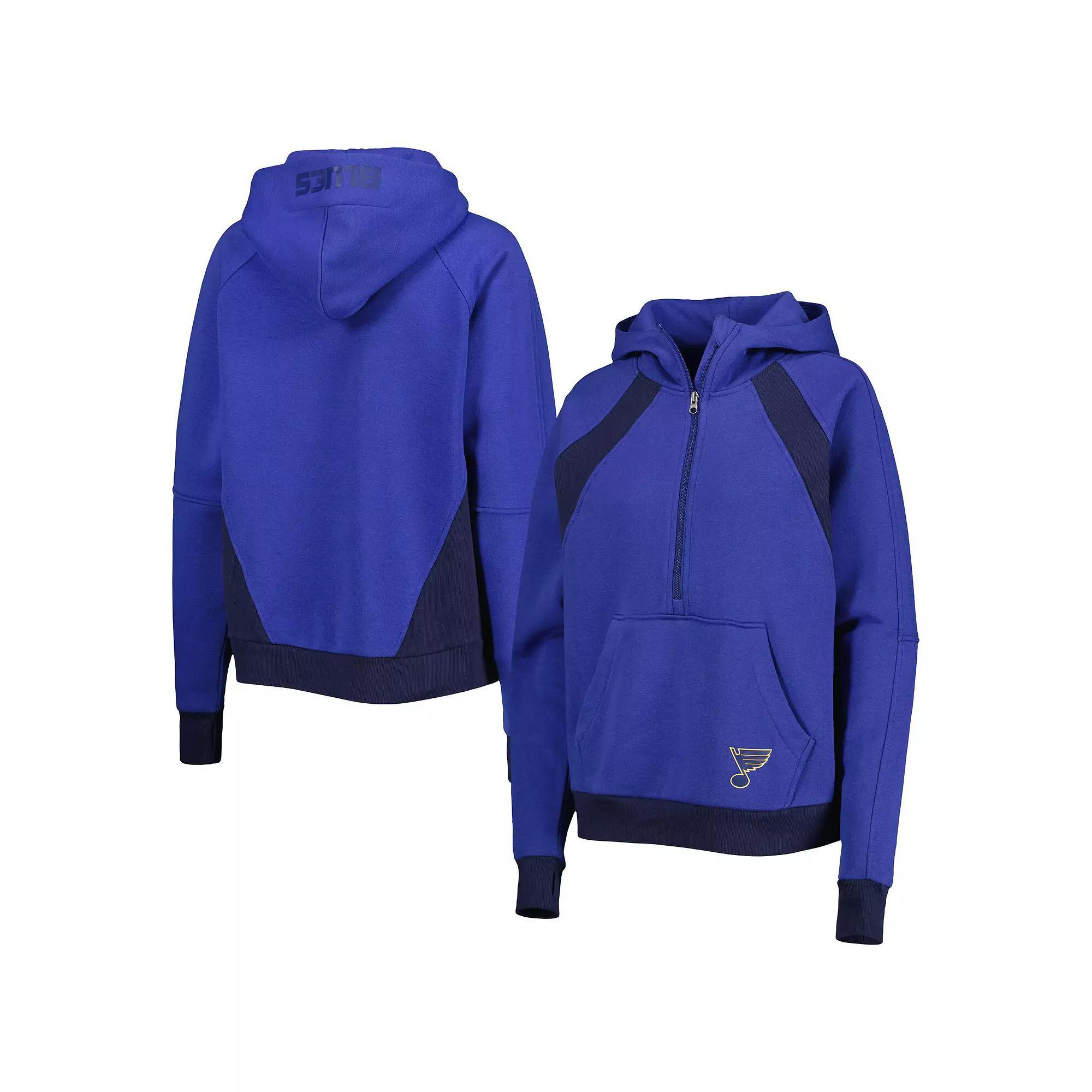 Women's Starter Blue St. Louis Blues Wishbone Half-Zip Hoodie, Size: Small Product Image