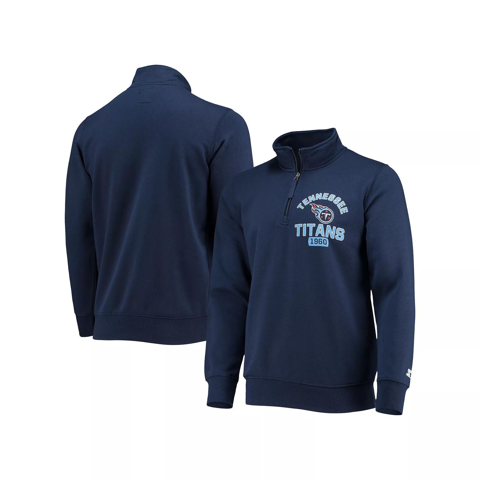 Men's Starter Navy Tennessee Titans Heisman Quarter-Zip Jacket, Size: 2XL, Blue Product Image