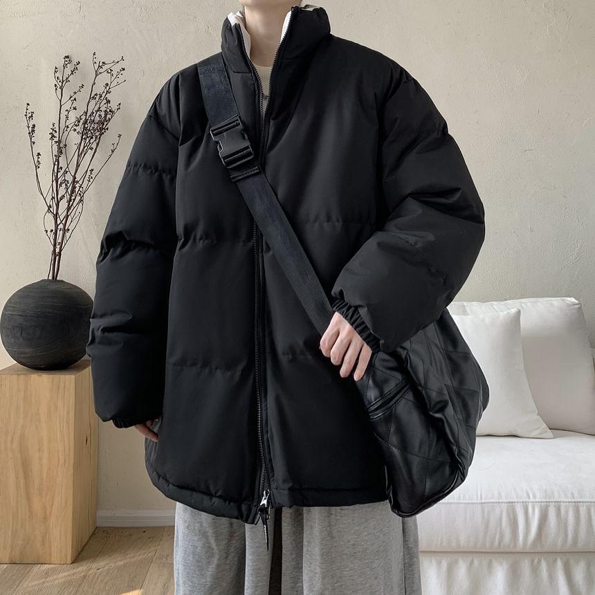 Plain Zip Puffer Coat Product Image