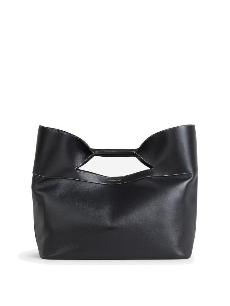 ALEXANDER MCQUEEN The Bow Small Leather Top-handle Bag In Black Product Image