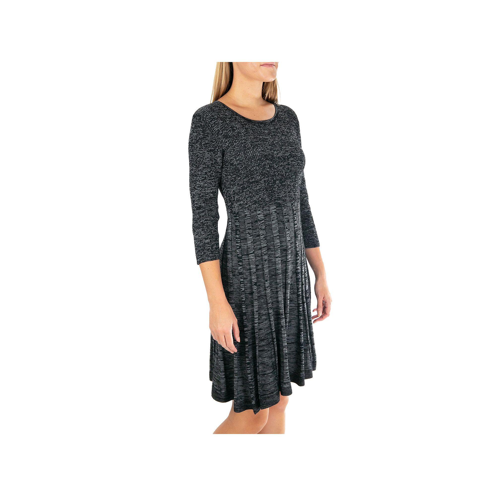 Women's Nina Leonard Pleated Skirt Fit & Flair Sweater Dress, Size: XL, Black Team Product Image