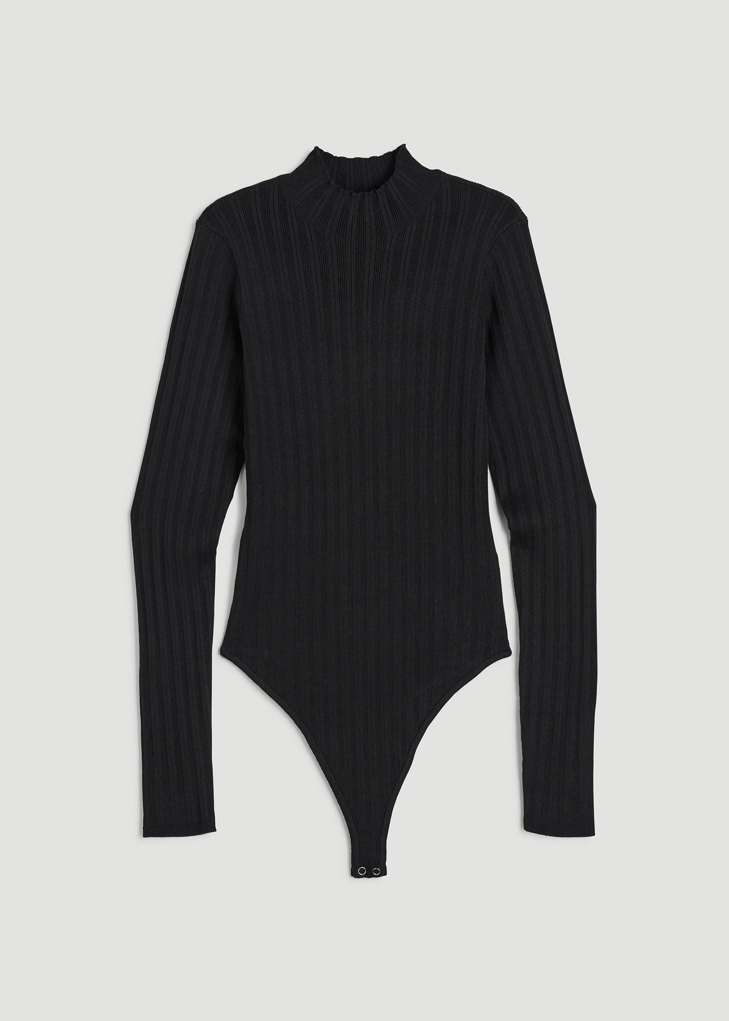 Mock Neck Sweater Bodysuit for Tall Women in Black Product Image