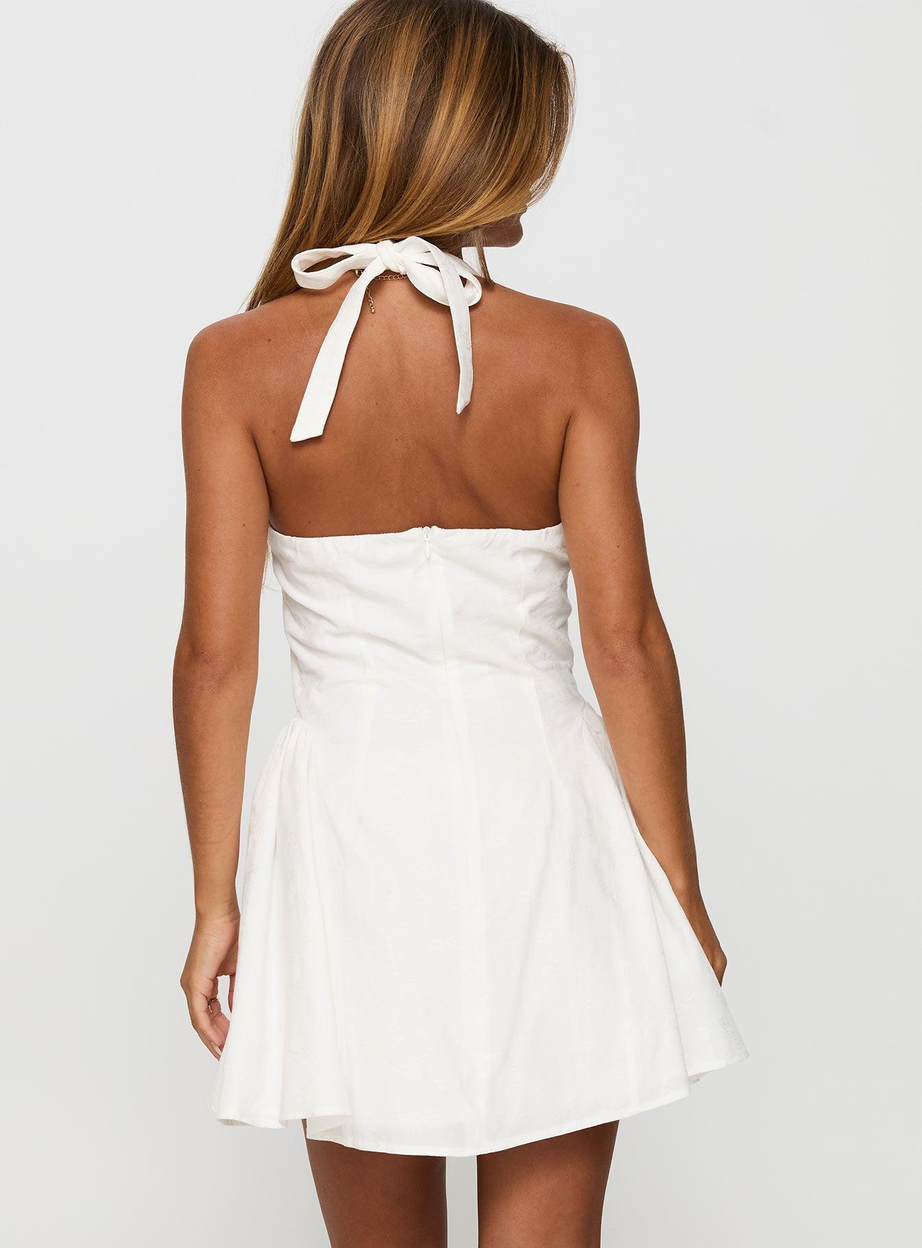 Sweet Words Halter Mini Dress White Product Image