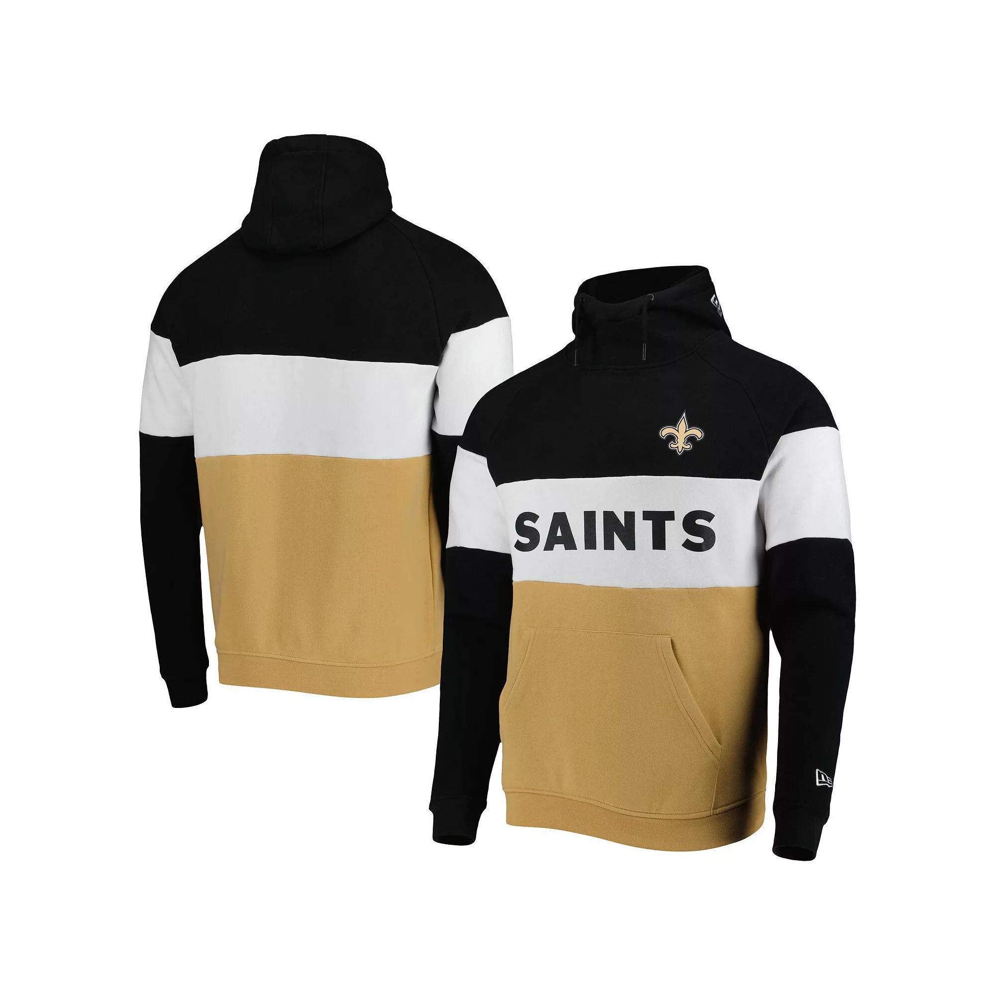 Men's New Era Gold/Black New Orleans Saints Colorblock Current Pullover Hoodie, Size: Large Product Image