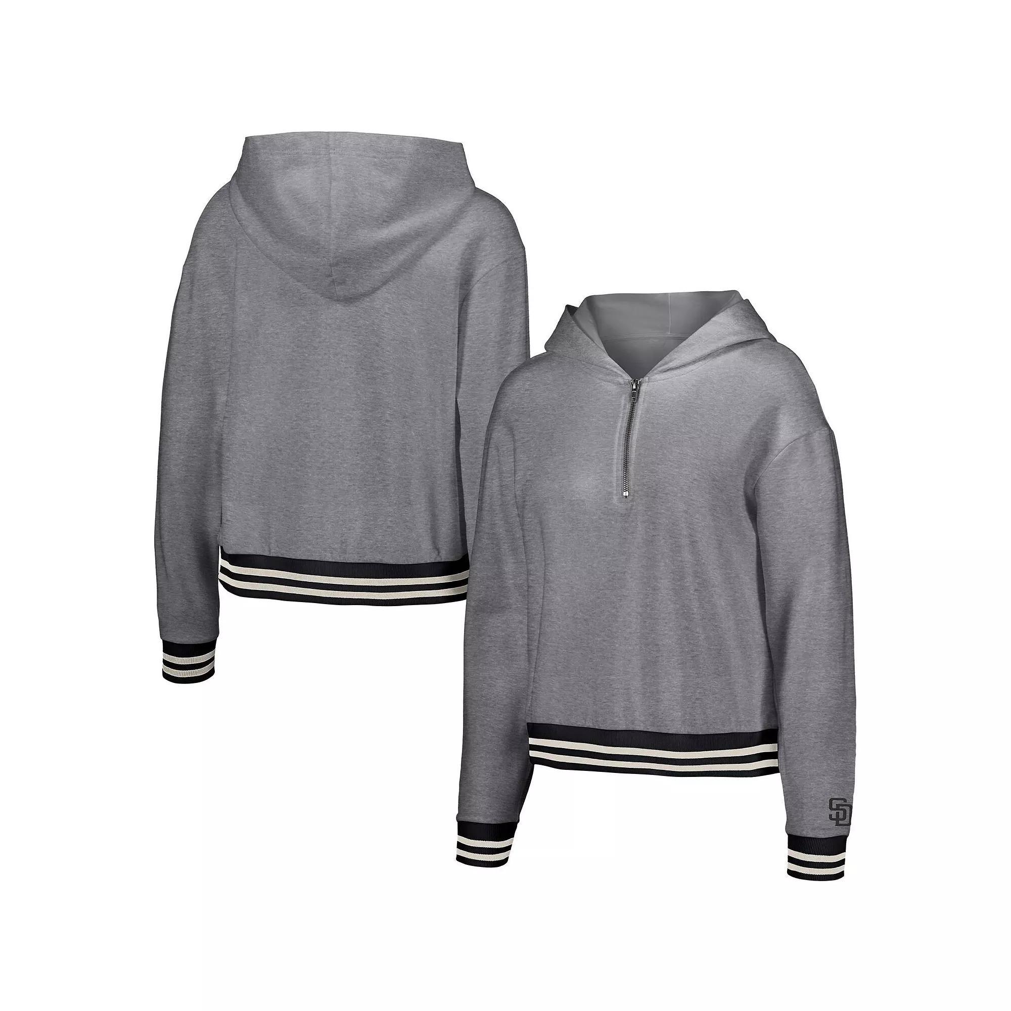 Women's Lusso  Gray San Francisco Giants Magnolia Tri-Blend Quarter-Zip Hoodie, Size: Small, Grey Product Image