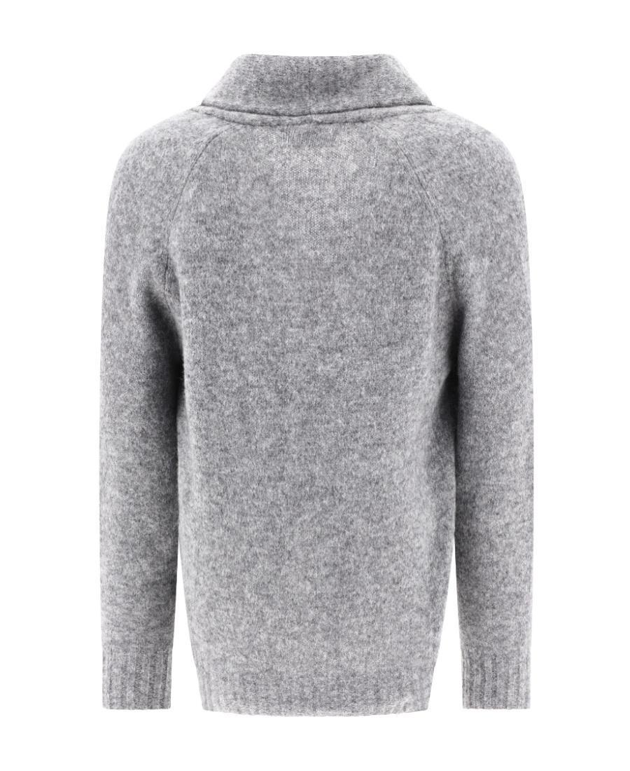 BRUNELLO CUCINELLI Alpaca And Wool Cardigan With Raglan Sleeves In Grau Product Image
