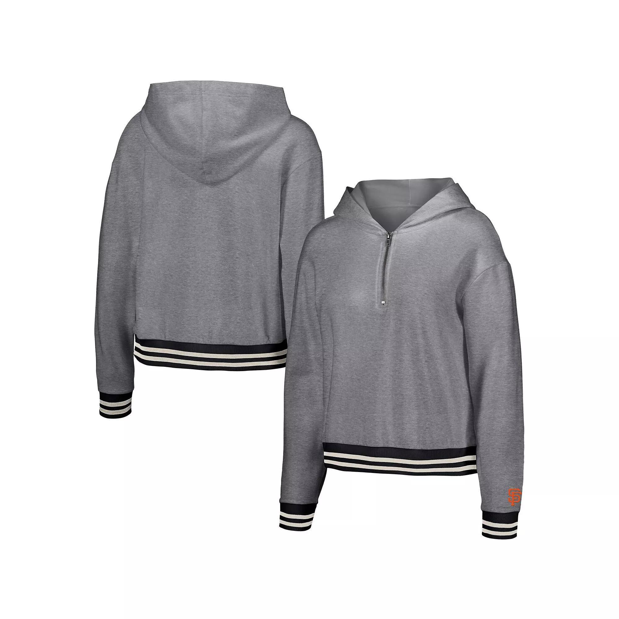 Women's Lusso  Gray San Francisco Giants Magnolia Tri-Blend Quarter-Zip Hoodie, Size: Small, Grey Product Image