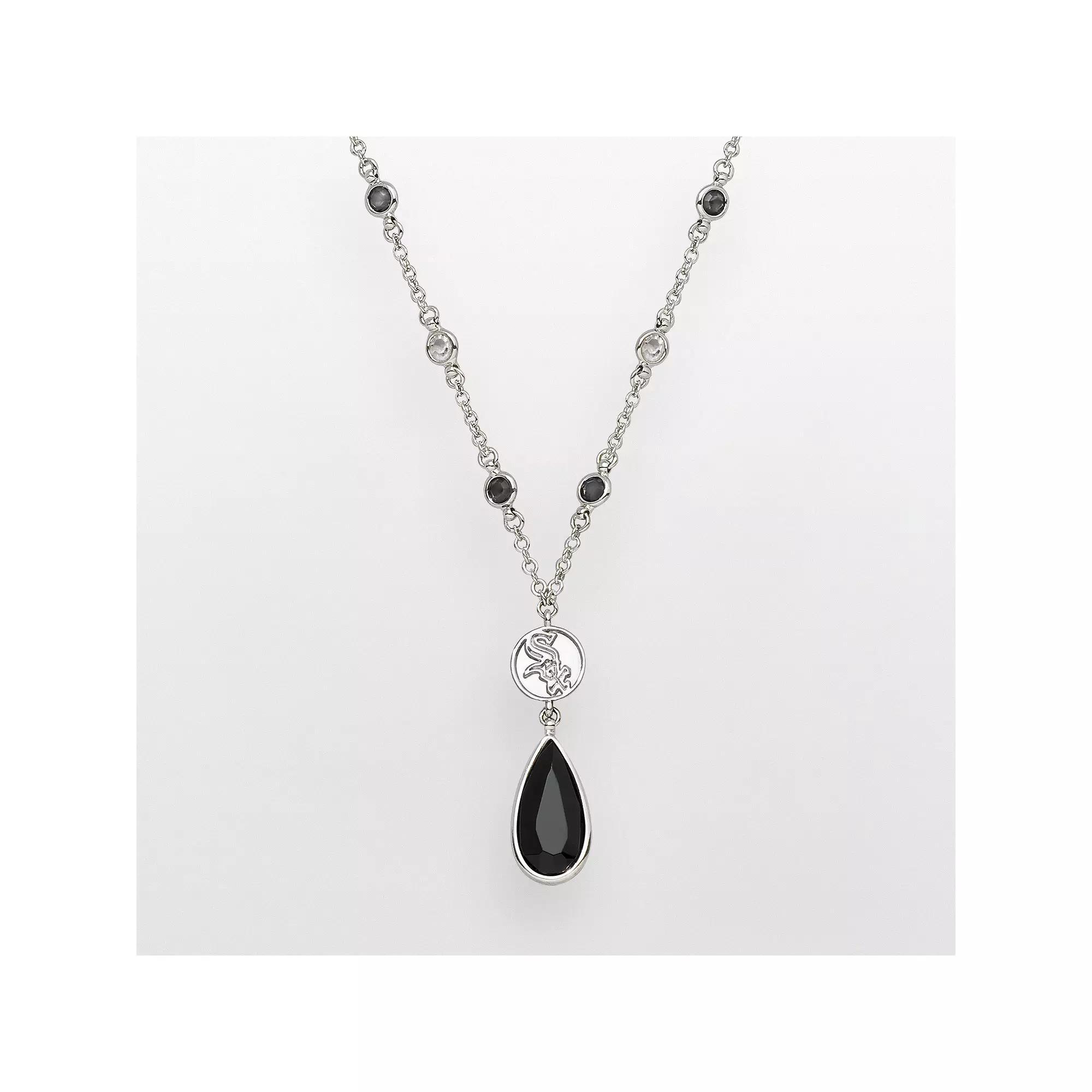 LogoArt Chicago White Sox Silver Tone Crystal Y Necklace, Women's, Size: 18" Product Image