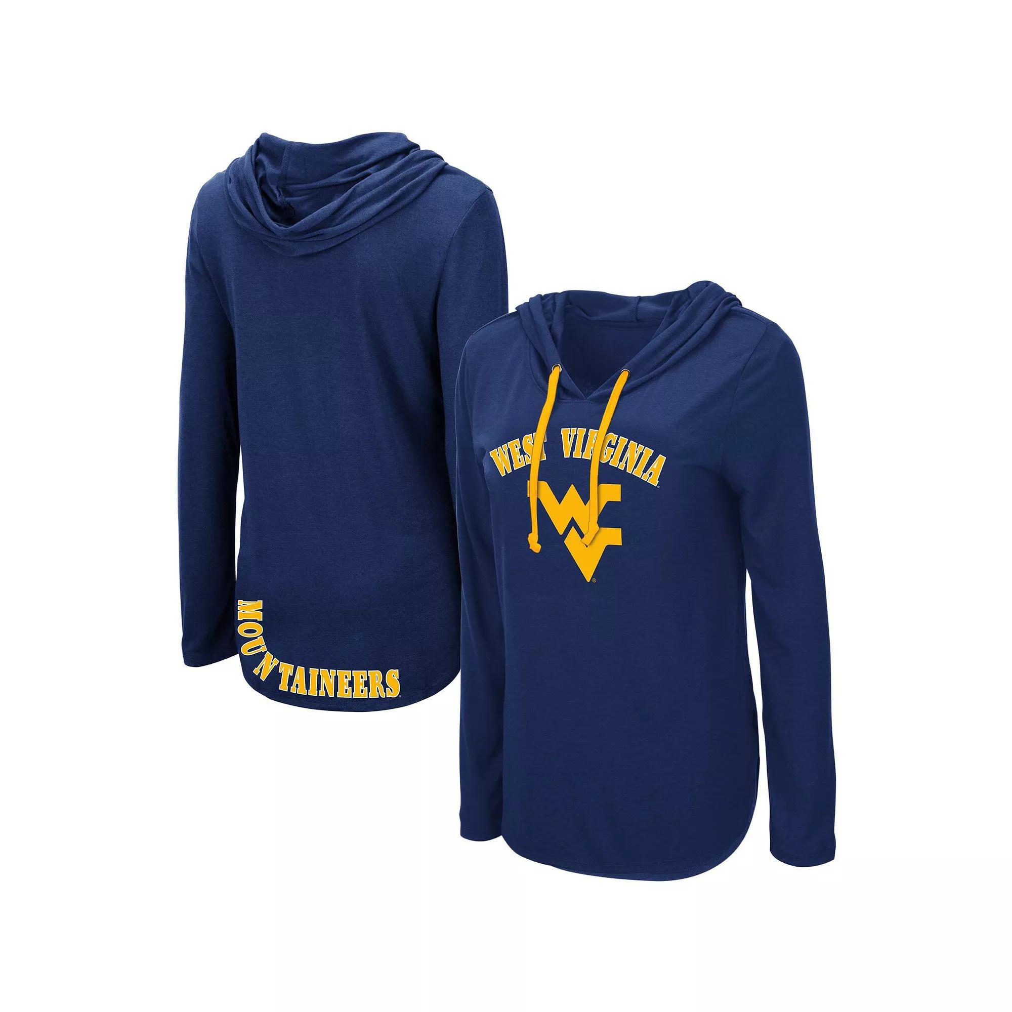 Womens Colosseum West Virginia Mountaineers My Lover Lightweight Hooded Long Sleeve T-Shirt Blue Product Image