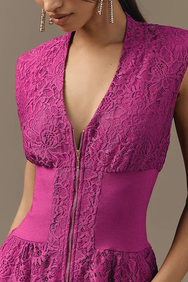 The Tommie Cap-Sleeve Front-Zip Shirt Dress: Lace Edition Product Image