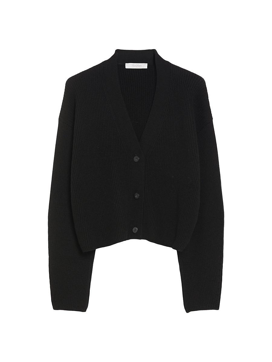 Womens York Wool Rib-Knit V-Neck Cardigan Product Image