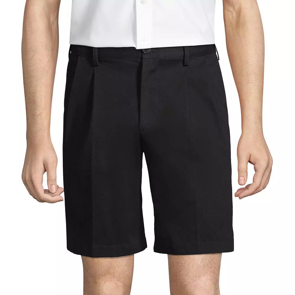 Men's Lands' End Comfort Waist 9-inch No-Iron Pleated Chino Shorts, Size: 37, Radiant Blue Product Image