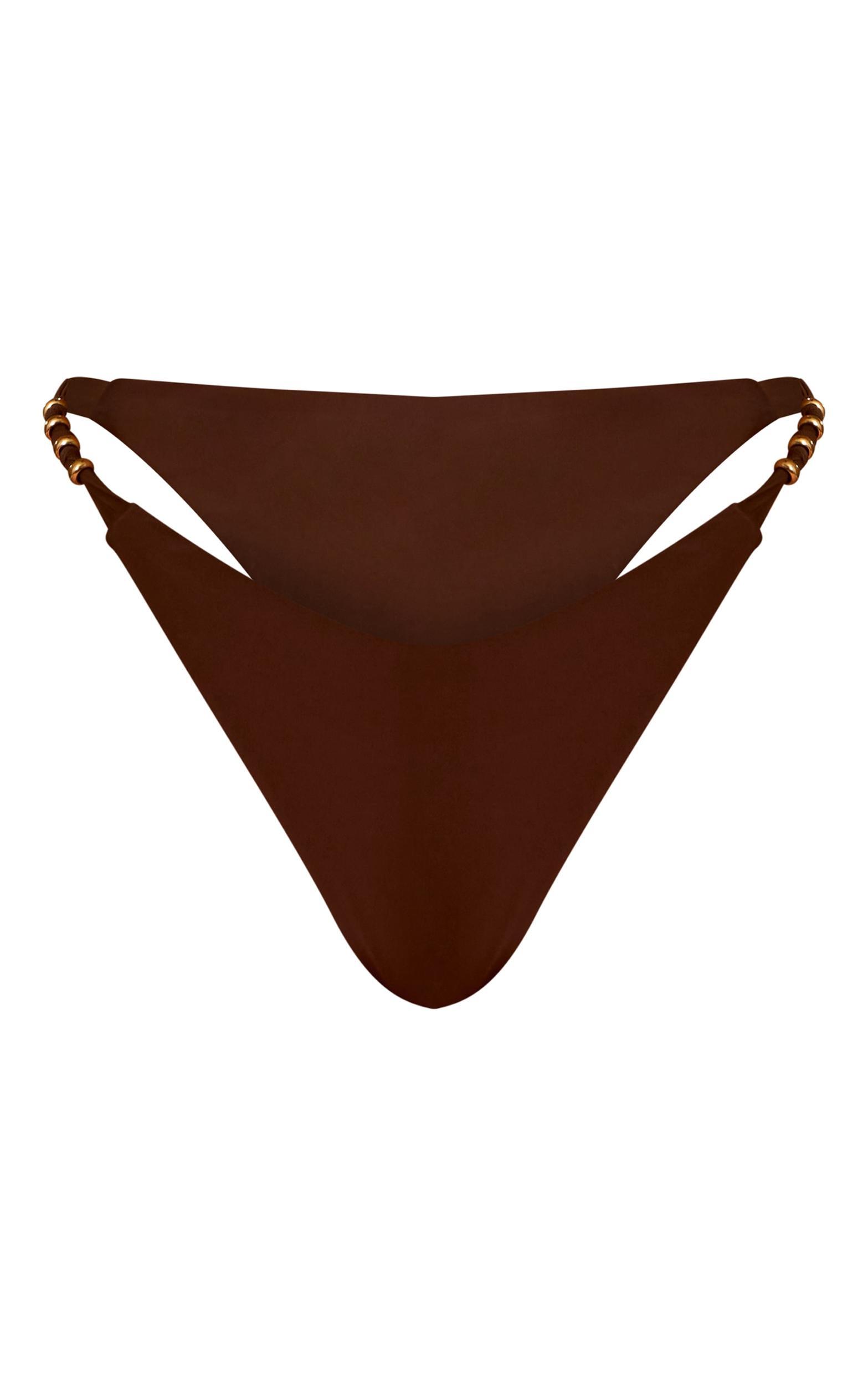  Chocolate Bead Detail Tanga Bikini Bottoms Product Image