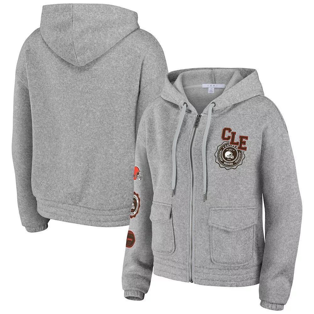 Women's WEAR by Erin Andrews Heather Gray Cleveland Browns Full-Zip Hoodie, Size: Medium, Grey Product Image