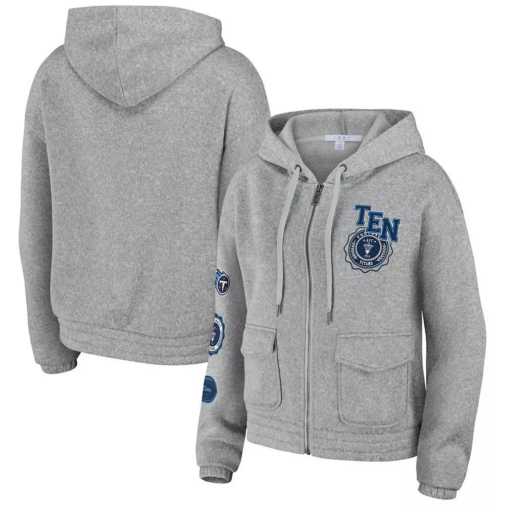 Women's WEAR by Erin Andrews Heather Gray Tennessee Titans Full-Zip Hoodie, Size: Small, Grey Product Image