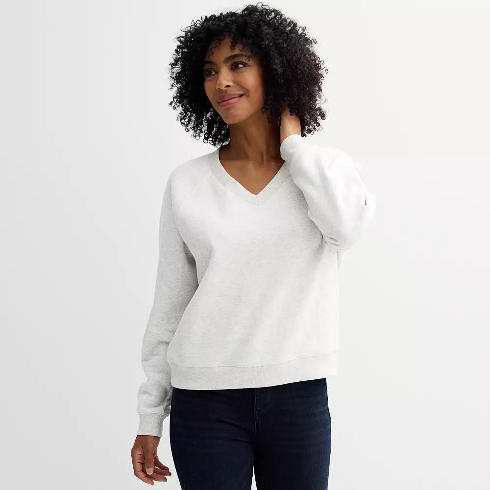 Women's Sonoma Goods For Life® V-Neck Sweatshirt, Size: XL, Dapple Grey Grey Product Image