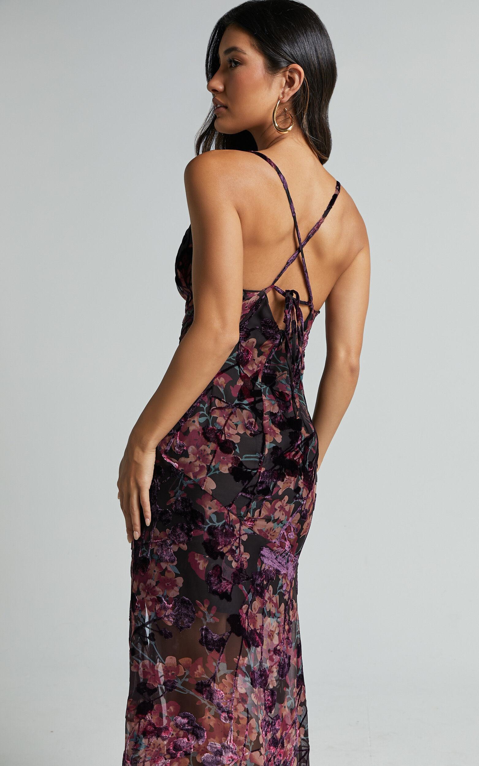 Aletta Maxi Dress - Cowl Cross Back Dress in Aletta Burn Out Floral Product Image