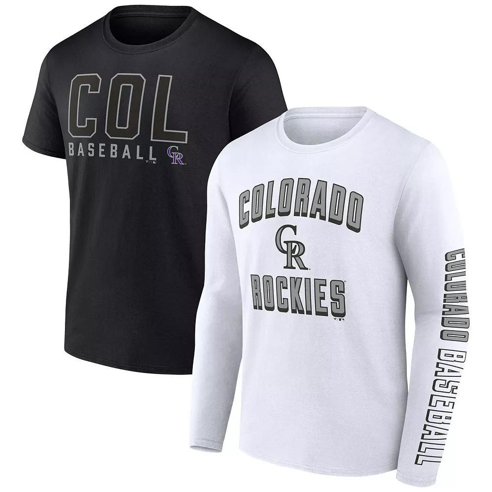 Men's Fanatics Branded Black/White Colorado Rockies Two-Pack Combo T-Shirt Set, Size: Medium Product Image