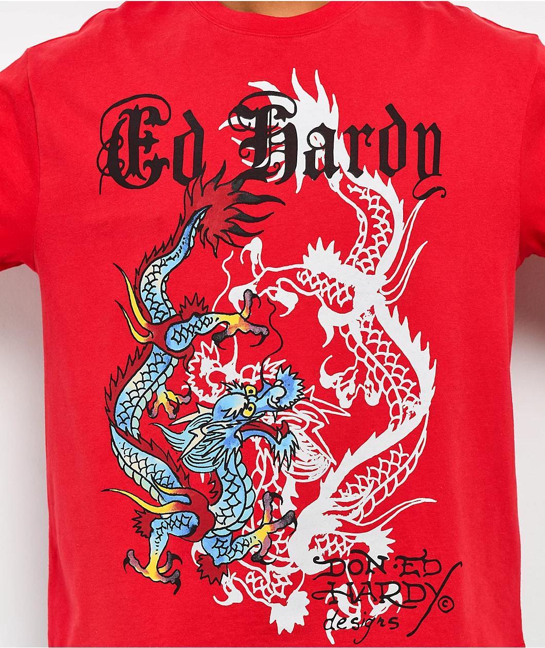 Ed Hardy Dragons Vintage Red T-Shirt Product Image
