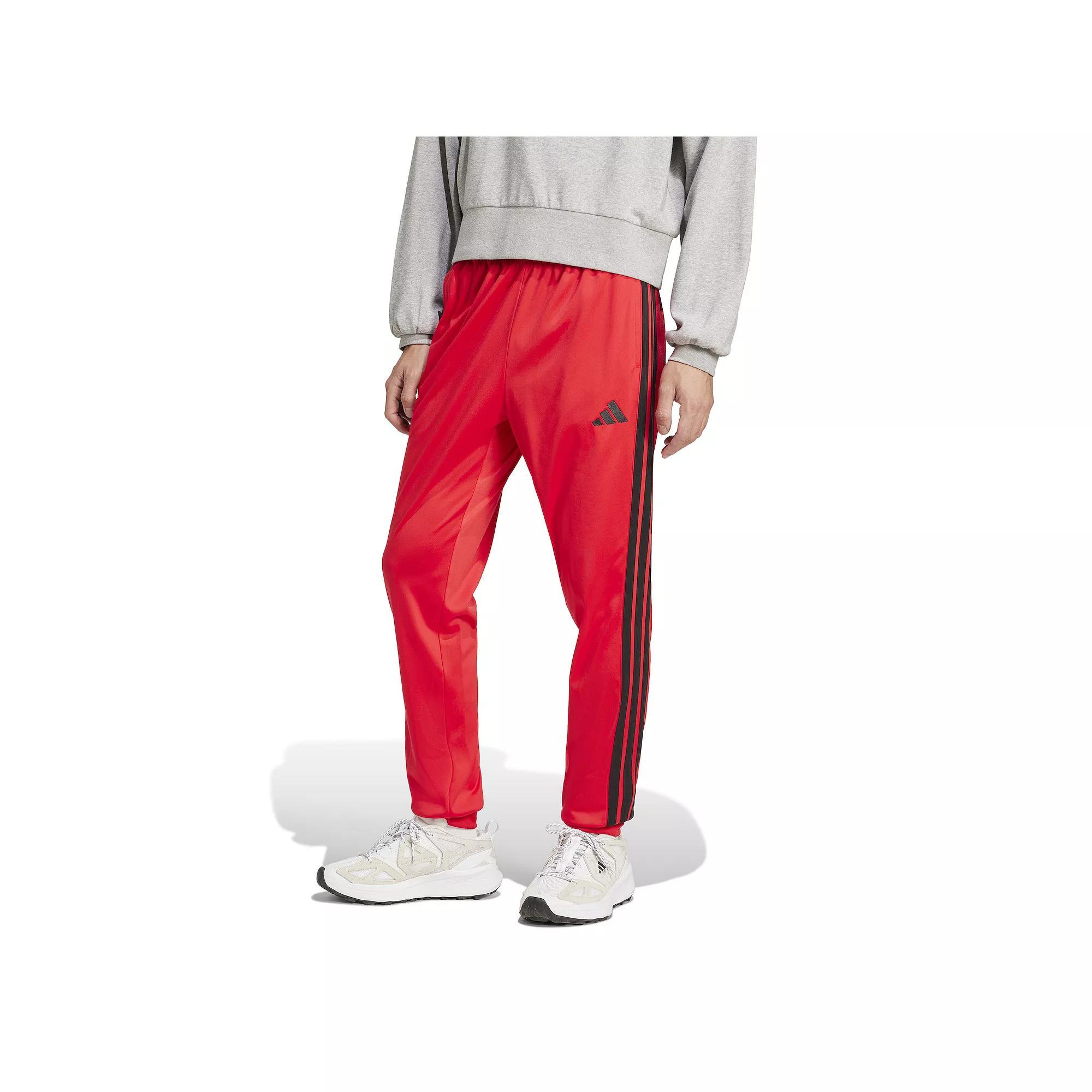 Men's adidas 3-Stripes Tricot Tapered Track Pants, Size: Medium, Pure Red Product Image