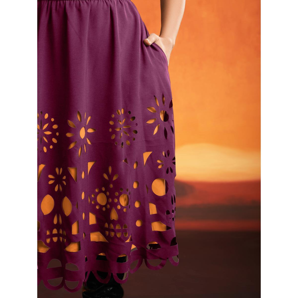 Plus Size Skull Burnout Cami Midi Dress Deeppurplered Women Cocktail Contrast Party Curvy Bloomchic 22-24/3X Product Image