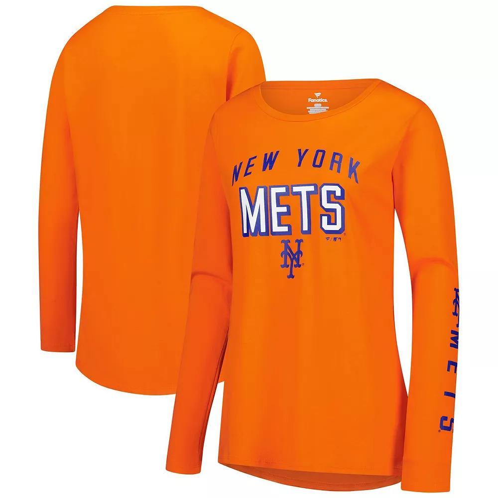 Women's Fanatics  Orange New York Mets Team Long Sleeve T-Shirt, Size: 3XL Product Image