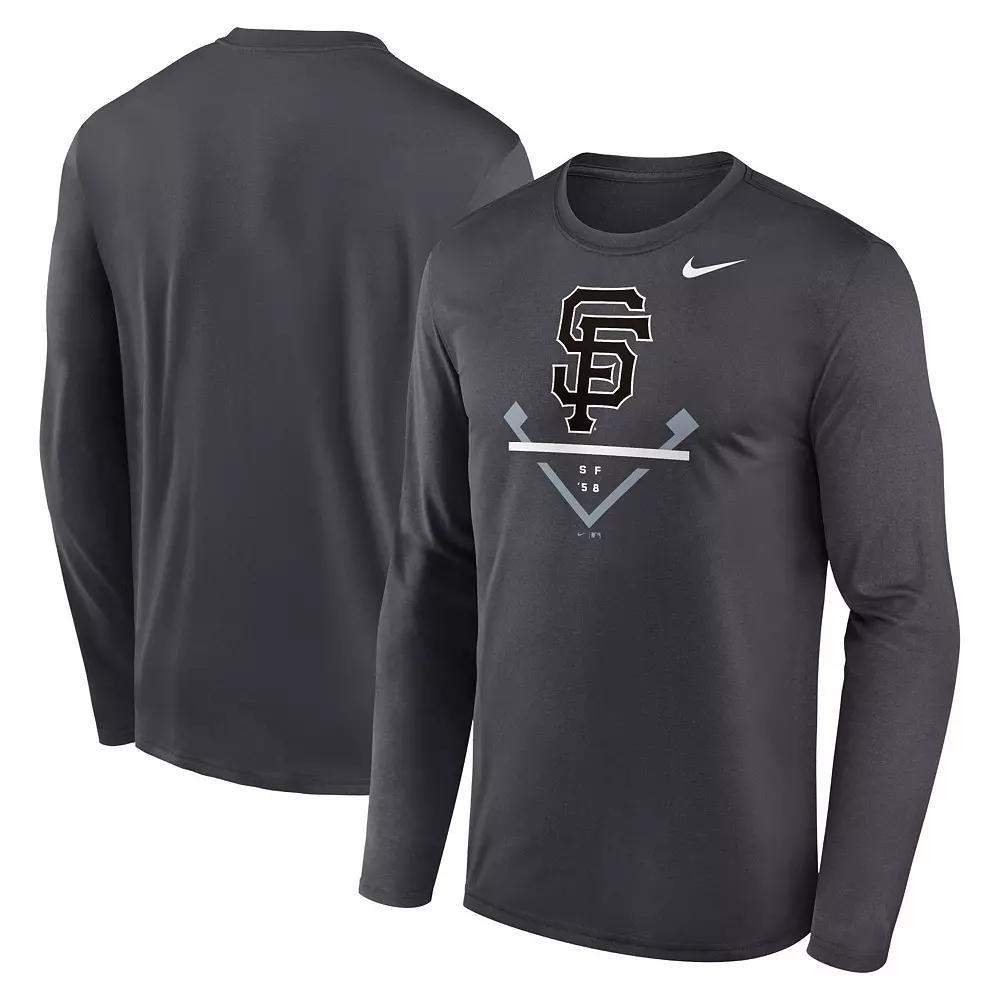 Men's Nike Anthracite San Francisco Giants Icon Legend Performance Long Sleeve T-Shirt, Size: Small, Grey Product Image