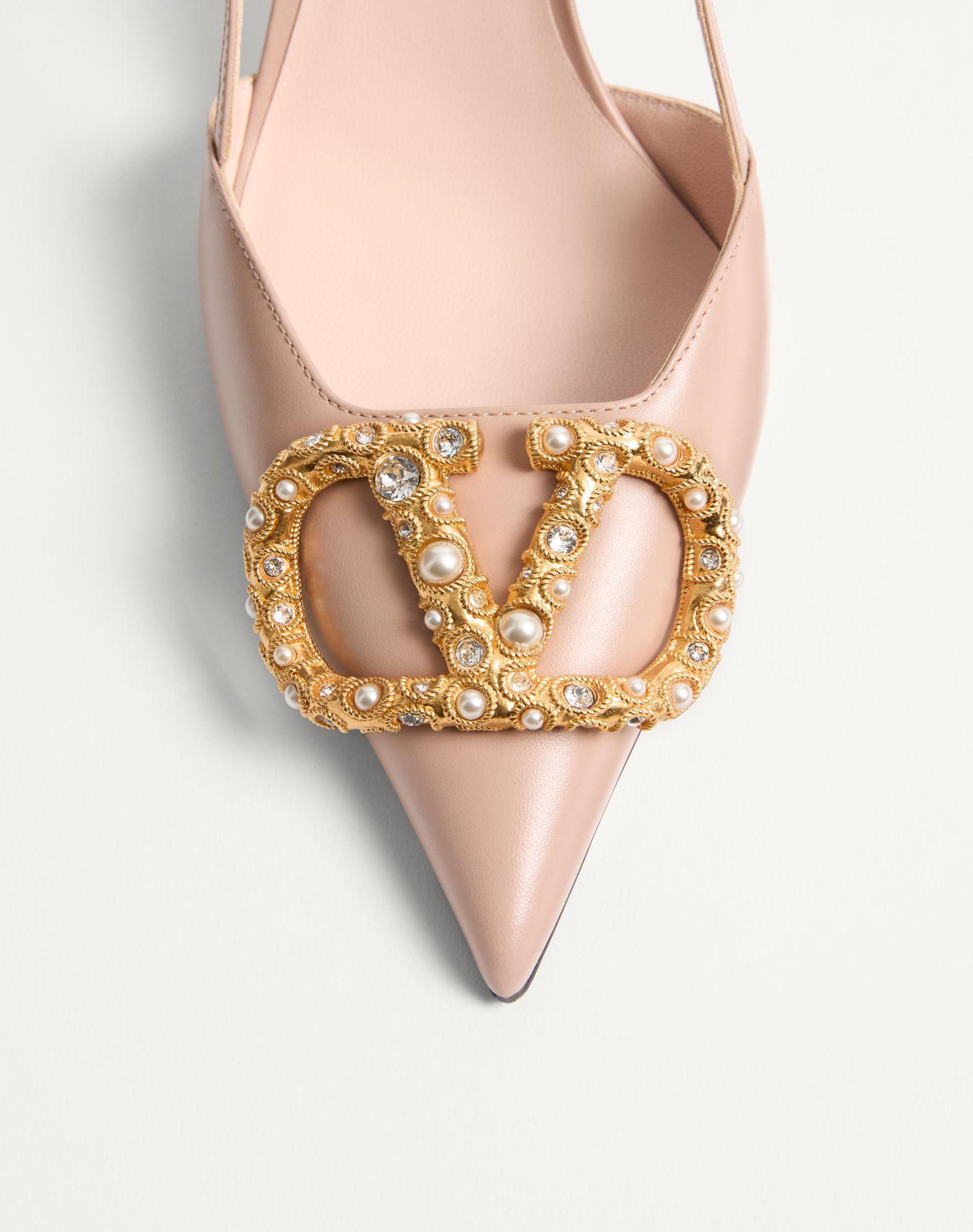 Vlogo Signature Slingback Calfskin Pump With Jewel Logo 80Mm Product Image
