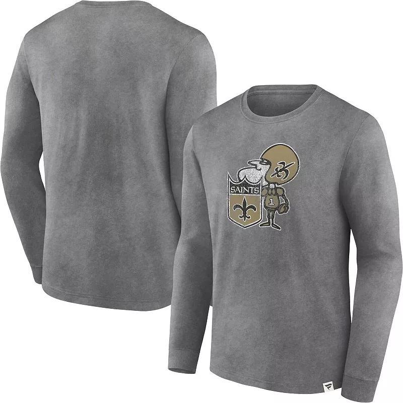 Men's Fanatics Branded  Heather Charcoal New Orleans Saints Washed Primary Long Sleeve T-Shirt, Size: Medium Product Image