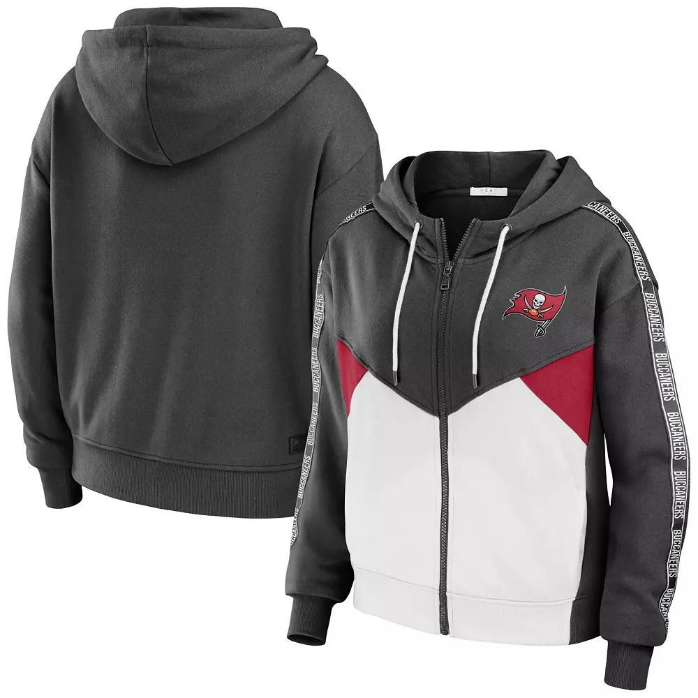 Women's WEAR by Erin Andrews Brown/White Cleveland Browns Color-Block Full-Zip Hoodie, Size: 2XL Product Image