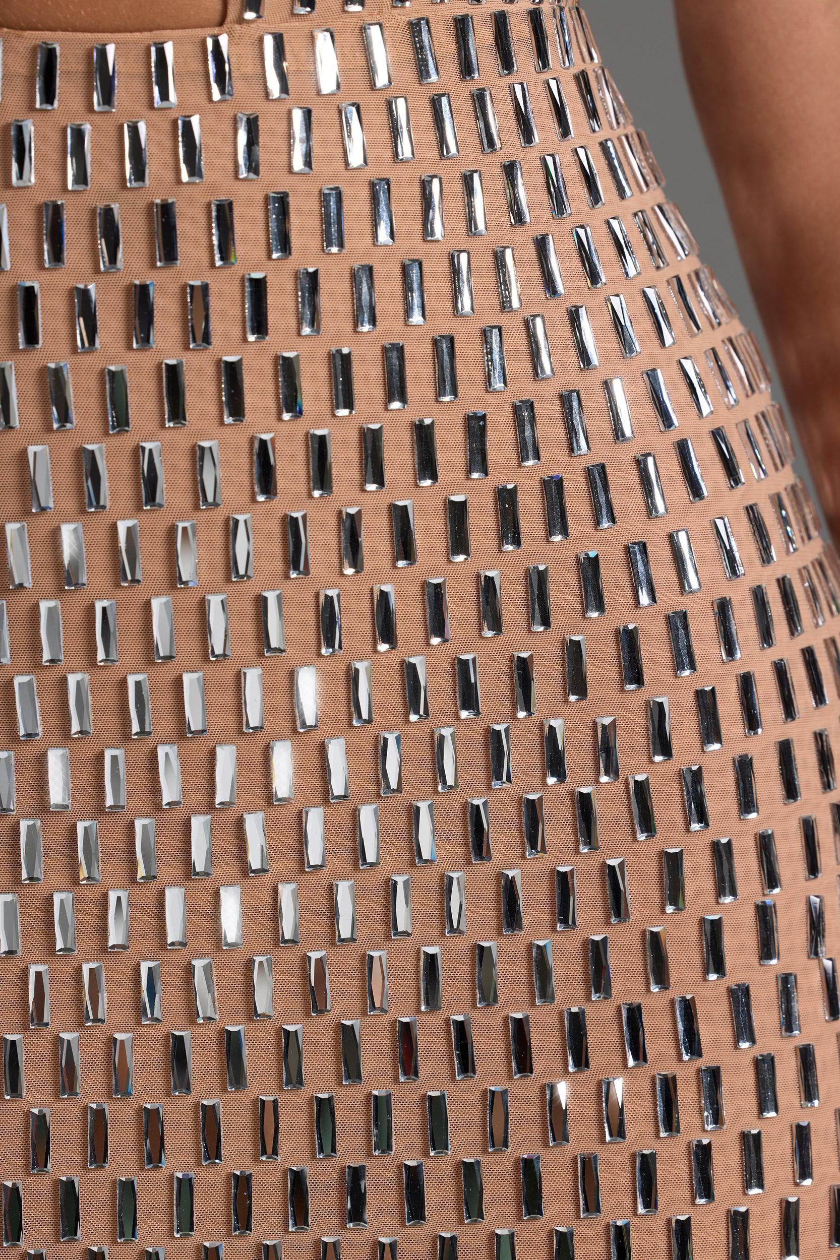 Embellished Cut-Out Mini Dress in Honey Product Image