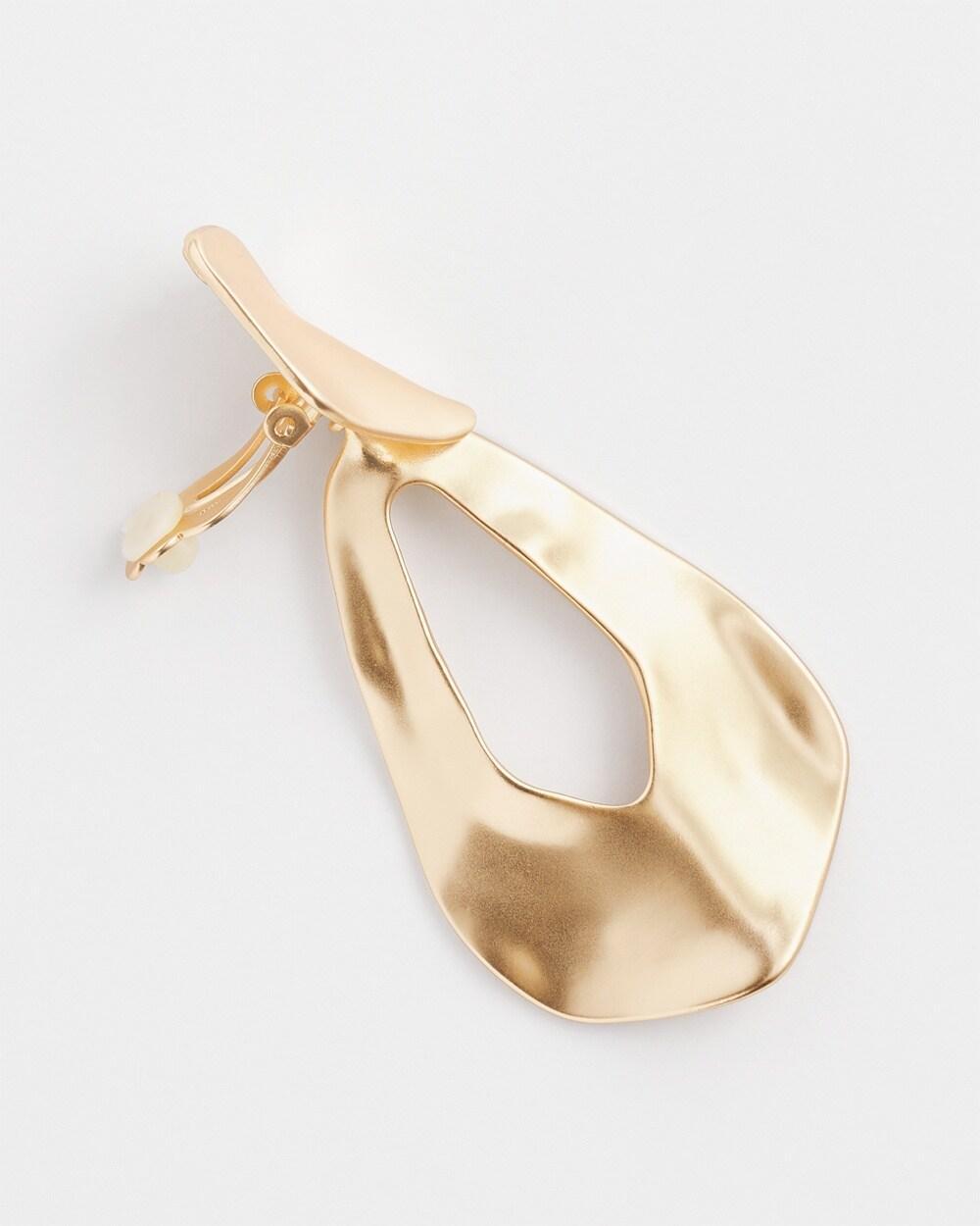 No Droop™ Hammered Gold Tone Teardrop Clip Earrings   Chico's - Gold - Women Product Image