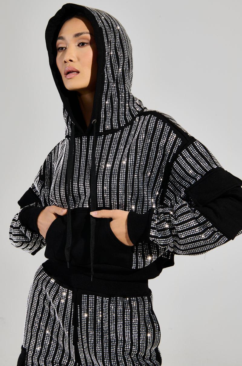MELINA EMBELLISHED HOODED SWEATSHIRT Product Image