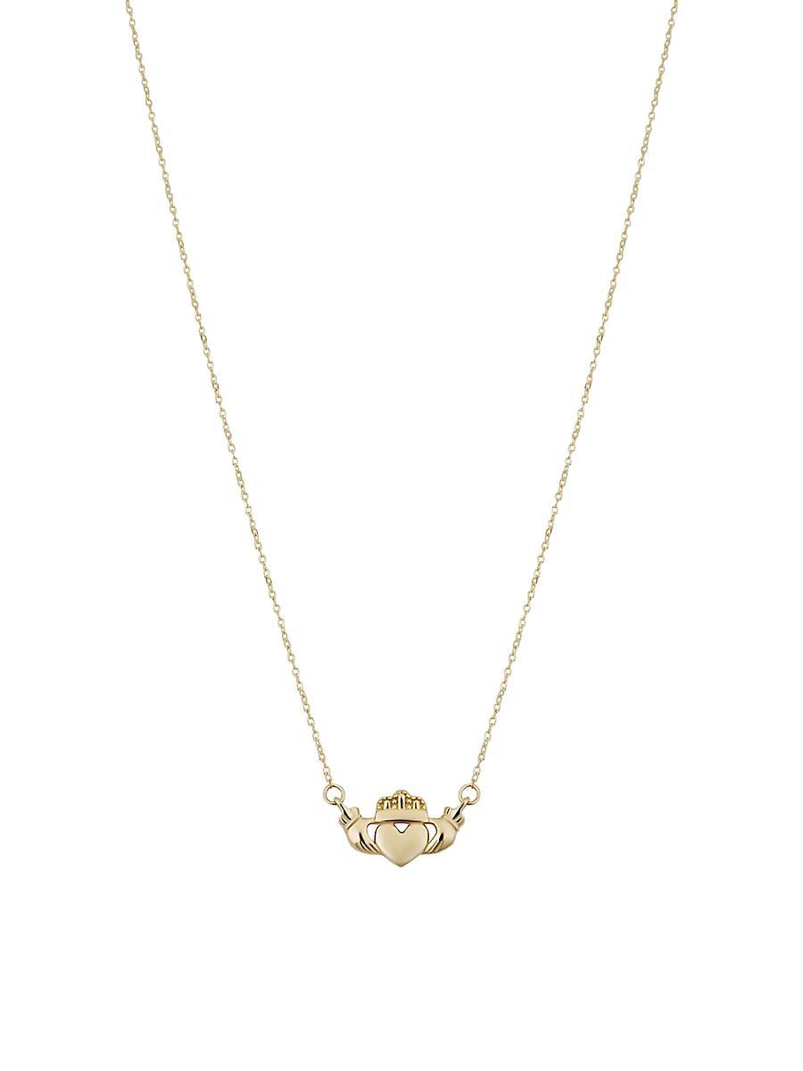 Womens 14K Yellow Gold Claddagh Pendant Necklace Product Image