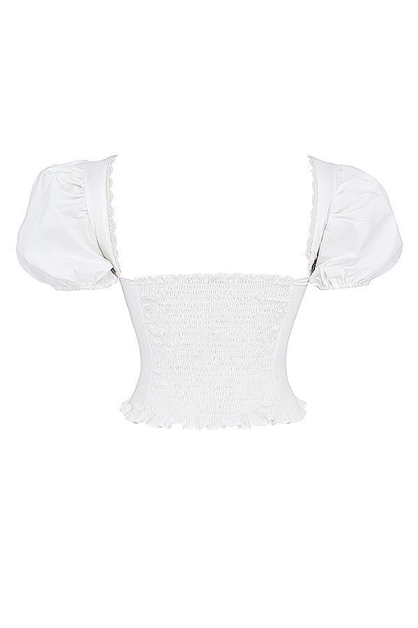 Samaya White Gathered Top Product Image