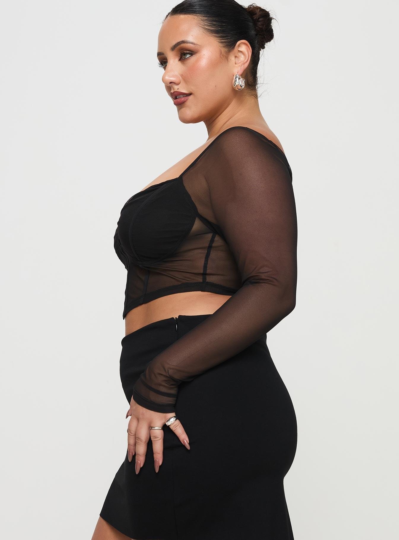 Maranta Long Sleeve Top Black Curve Product Image